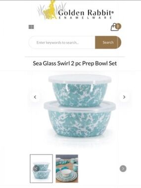 GOLDEN RABBIT Sea Glass Swirl 2-Pc Prep Bowl Set with lids